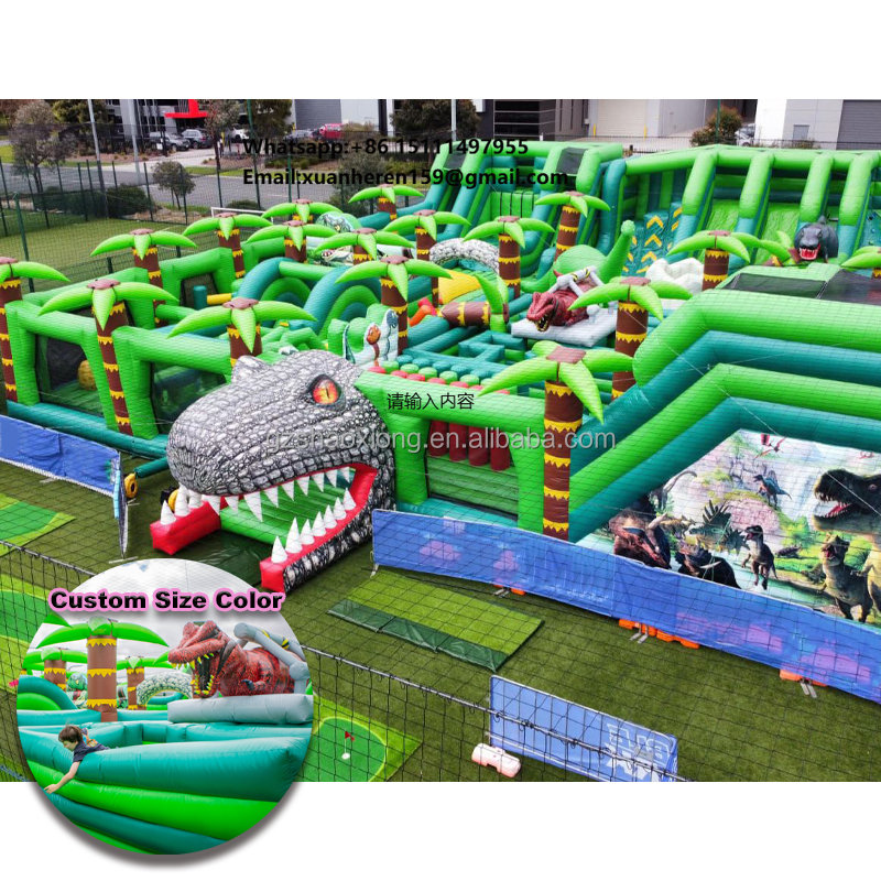 Outdoor Adventure For Kids - Adventure Inflatable Park Large Dinosaur Obstacle