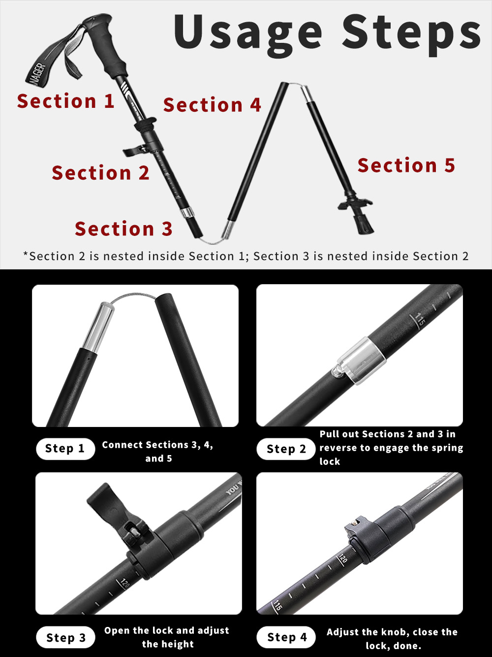 Foldable Trekking Pole 7075 Al – Trekking Pole Carbon Bewertung und Preis